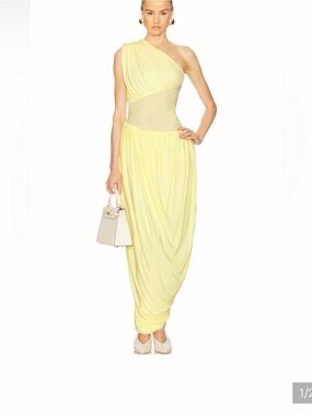 ELSA Pale Yellow Draped Maxi Dress